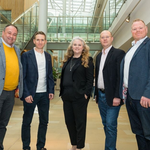 Gavin Bell, Investment Director at Maven, pictured with the management team of Alderley Lighthouse Labs