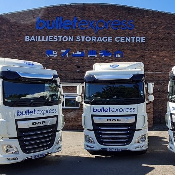 Bullet Express vehicles outside their Baillieston storage centre