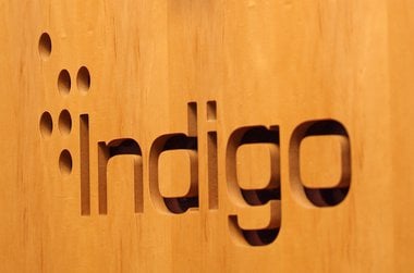 Indigo telecoms - wooden logo