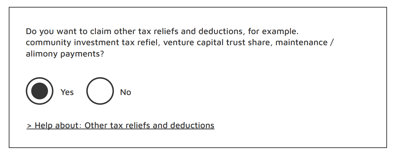 Tax Relief form 2
