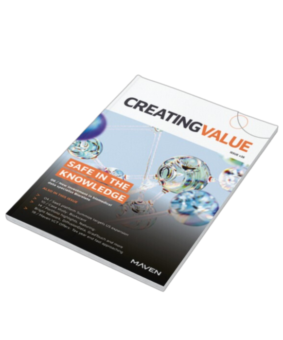 Front cover of Maven's VCT investor magazine, Creating Value.